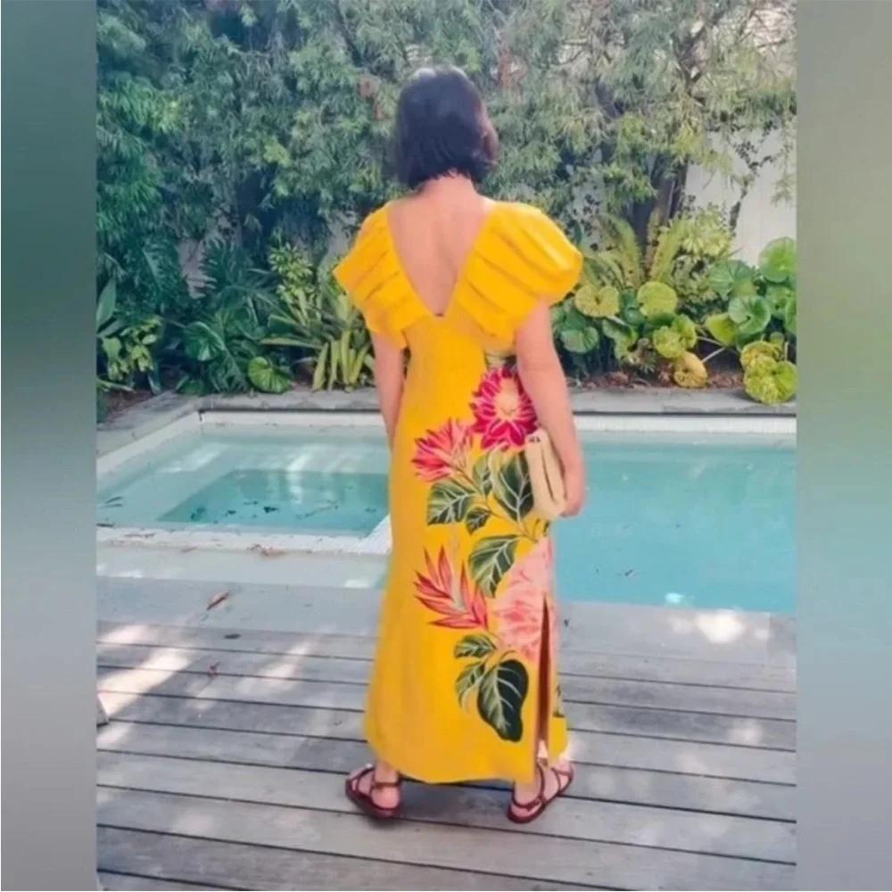 FARM Rio Yellow Tropical Floral Maxi Dress - Picture 2 of 11